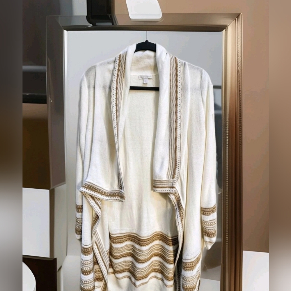 New York & Company~ Beautiful Knit Pattern~ Open Front Cardigan Sweater~ Medium